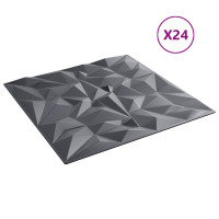 Produktbild för Väggpaneler 24 pcs Amethyst Grå 50 x 50 cm XPS Skum