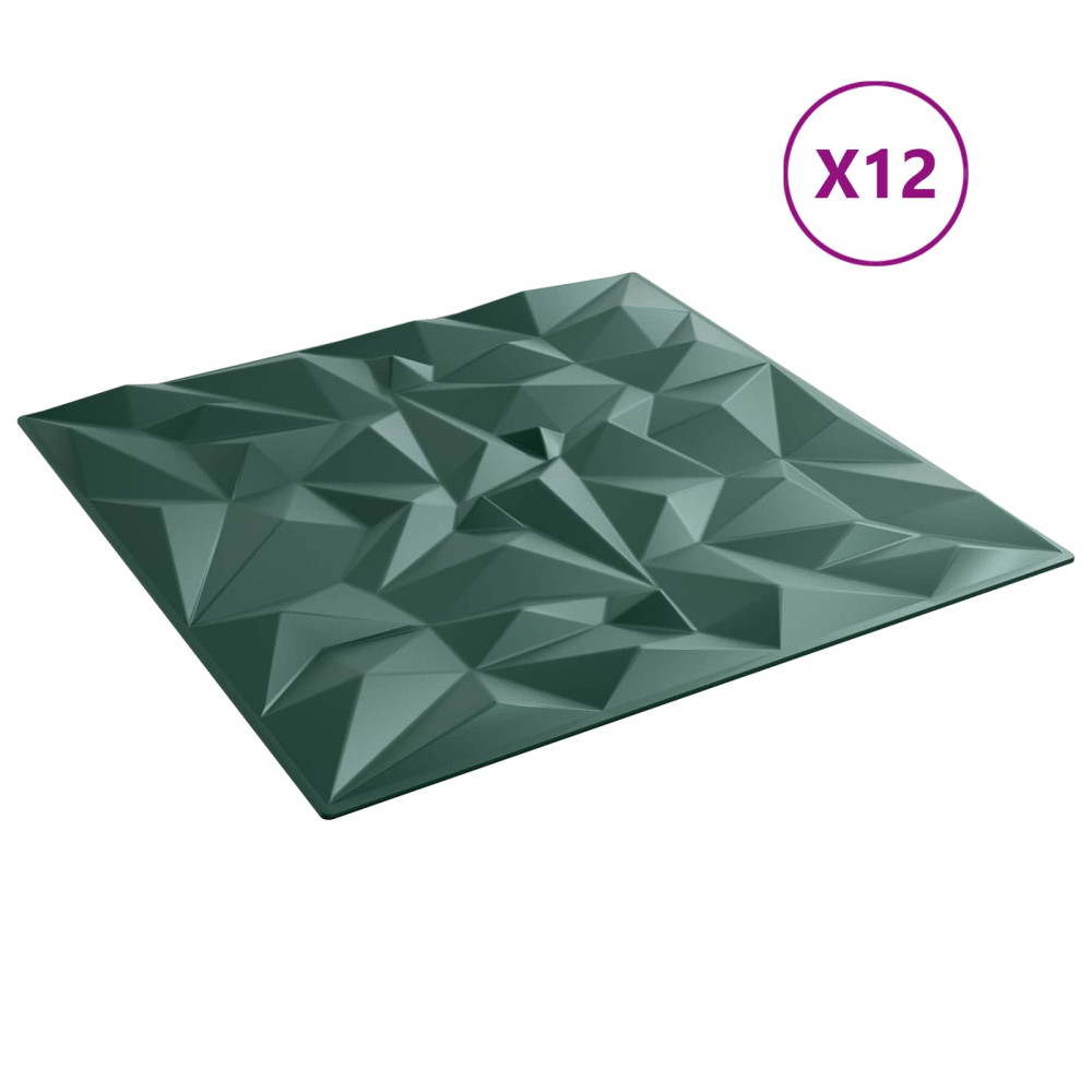 Produktbild för Väggpaneler 12 pcs Amethyst Grön 50 x 50 cm XPS Skum
