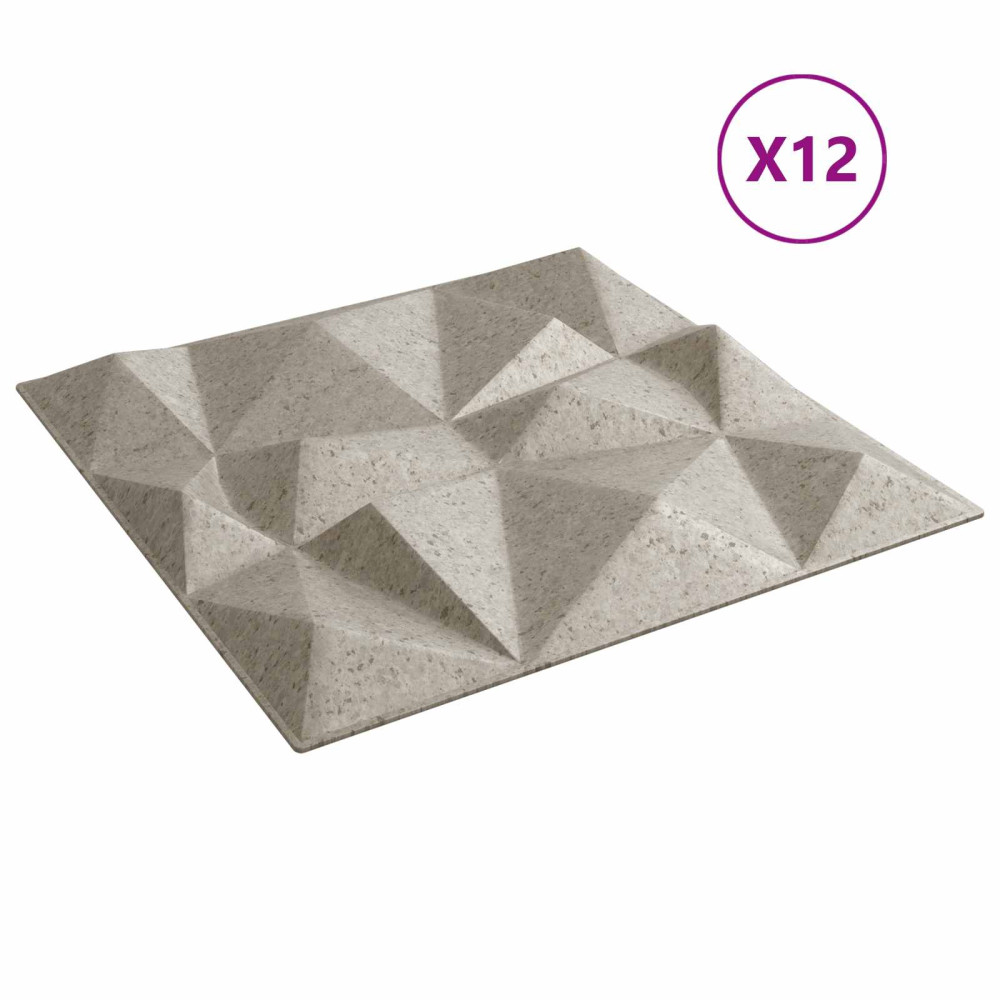 Produktbild för Väggpaneler 12 pcs Diamond Betong 50 x 50 cm XPS Skum