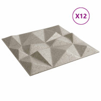 Produktbild för Väggpaneler 12 pcs Diamond Betong 50 x 50 cm XPS Skum