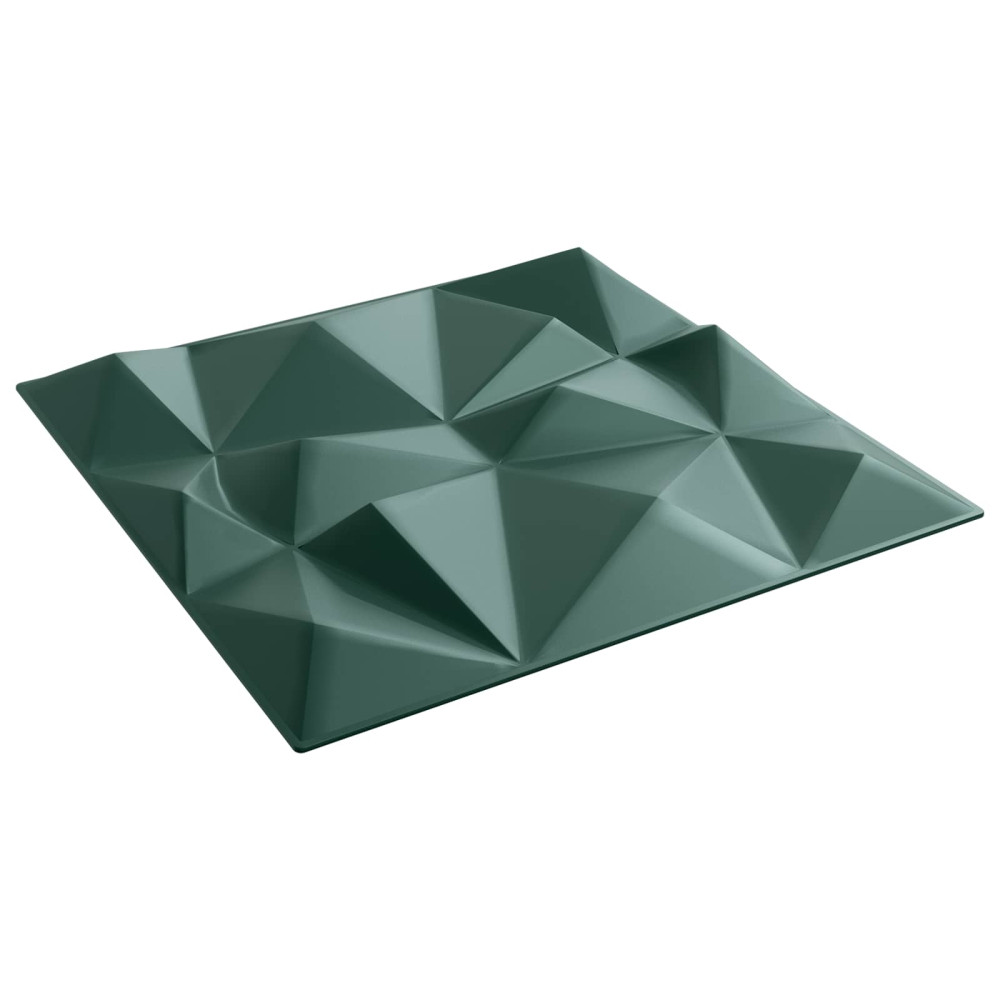 Produktbild för Väggpaneler 12 pcs Diamond Grön 50 x 50 cm XPS Skum