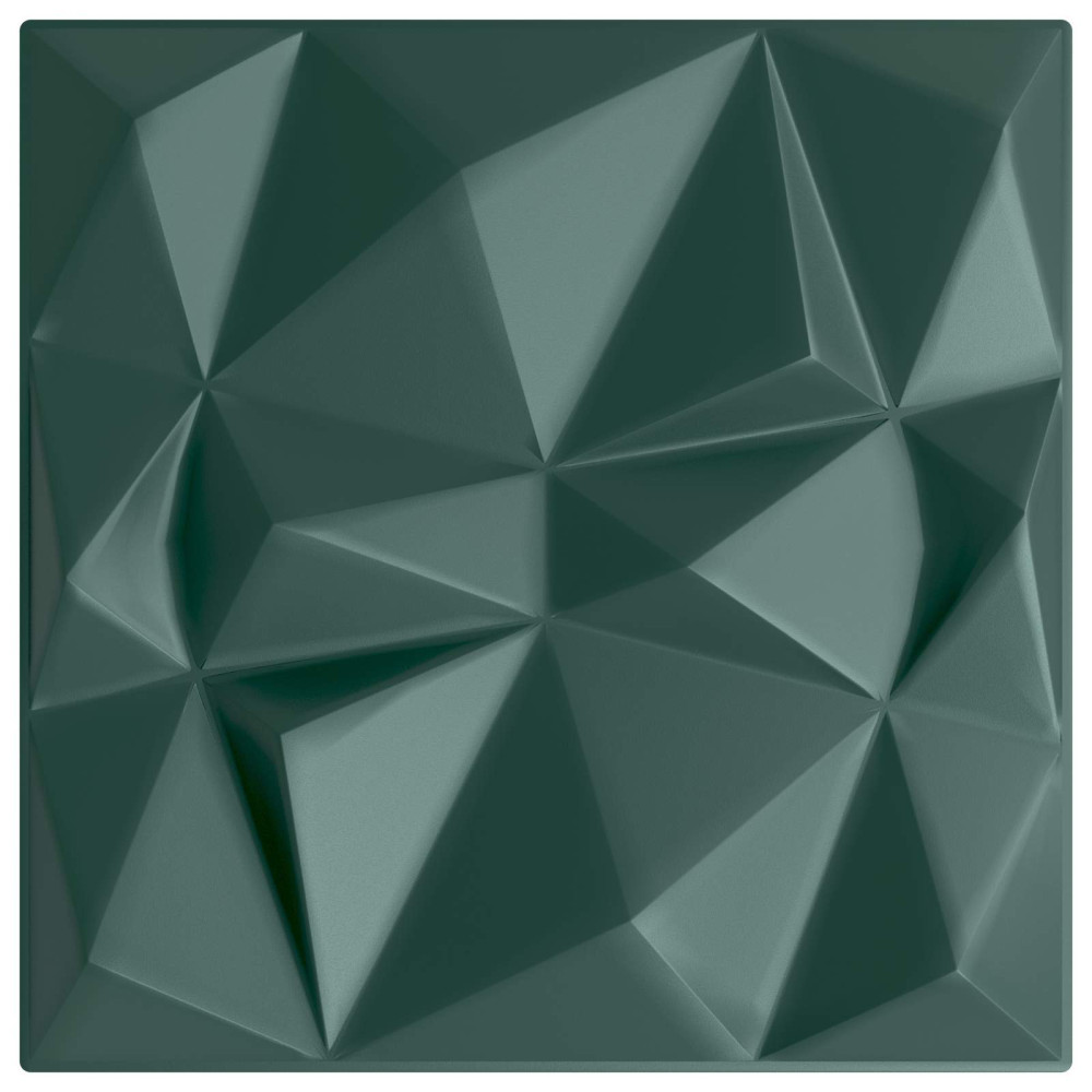 Produktbild för Väggpaneler 12 pcs Diamond Grön 50 x 50 cm XPS Skum