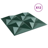 Produktbild för Väggpaneler 12 pcs Origami Grön 50 x 50 cm XPS Skum
