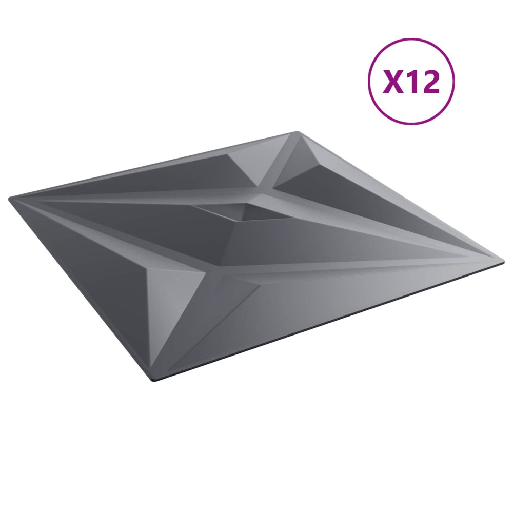 Produktbild för Väggpaneler Stjärna 12 pcs Star Grå 50 x 50 cm XPS Skum