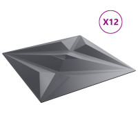 Produktbild för Väggpaneler Stjärna 12 pcs Star Grå 50 x 50 cm XPS Skum