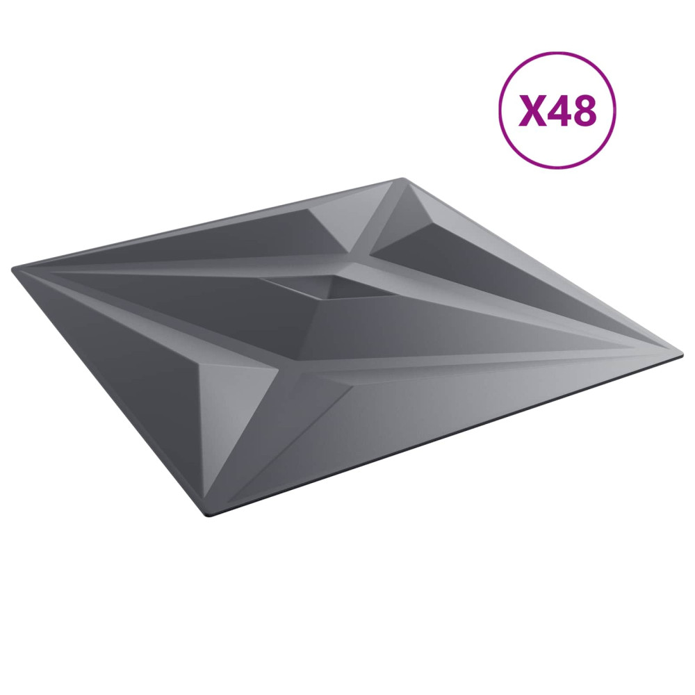 Produktbild för Väggpaneler Stjärna 48 pcs Star Grå 50 x 50 cm XPS Skum