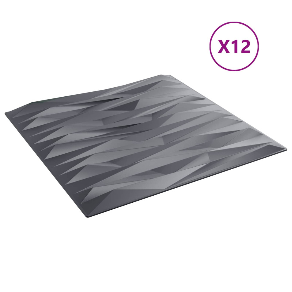 Produktbild för Väggpaneler 12 pcs Sten grå 50 x 50 cm XPS Skum