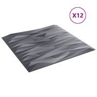 Produktbild för Väggpaneler 12 pcs Sten grå 50 x 50 cm XPS Skum