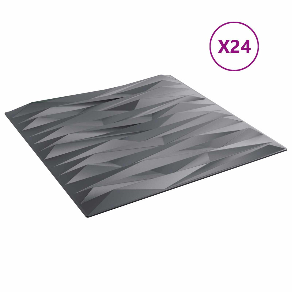 Produktbild för Väggpaneler 24 pcs Sten grå 50 x 50 cm XPS Skum