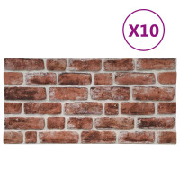 Produktbild för Väggpaneler 10 pcs Mörkbrun och Vit 100 x 50 cm EPS Skum