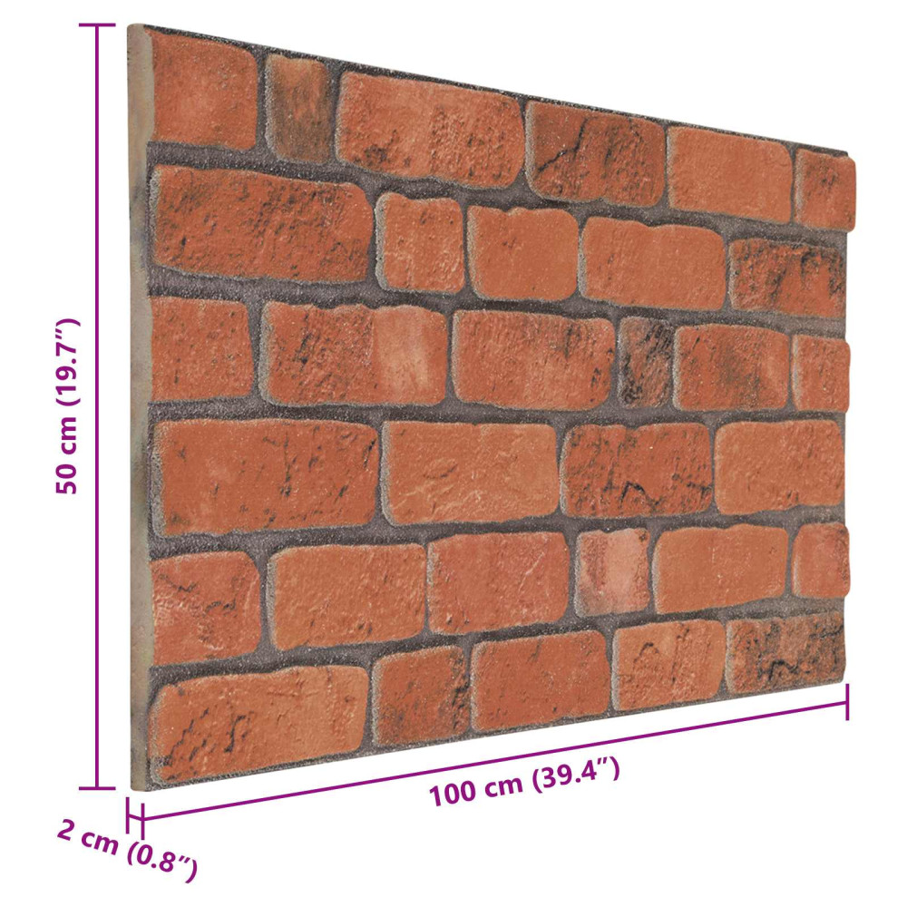 Produktbild för Väggpaneler 10 pcs Terracotta 100 x 50 cm EPS Skum