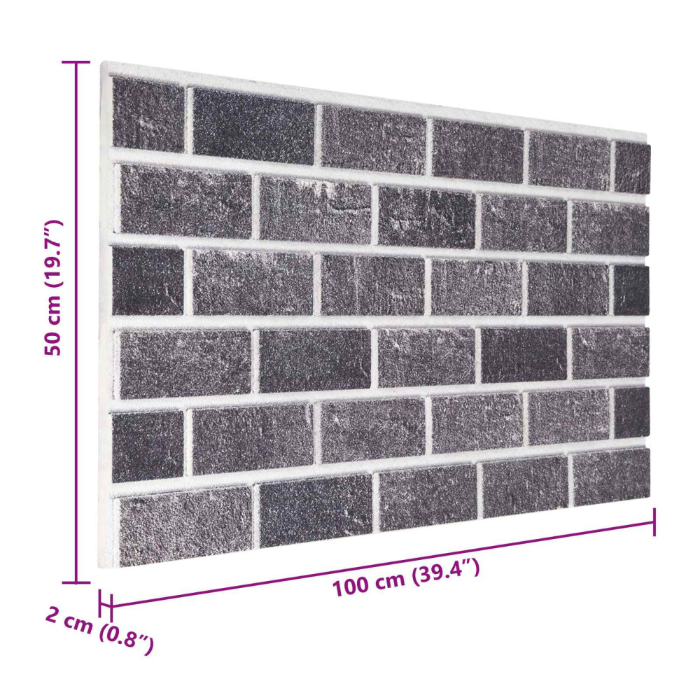 Produktbild för Väggpaneler 10 pcs Svart och Grå 100 x 50 cm EPS Skum