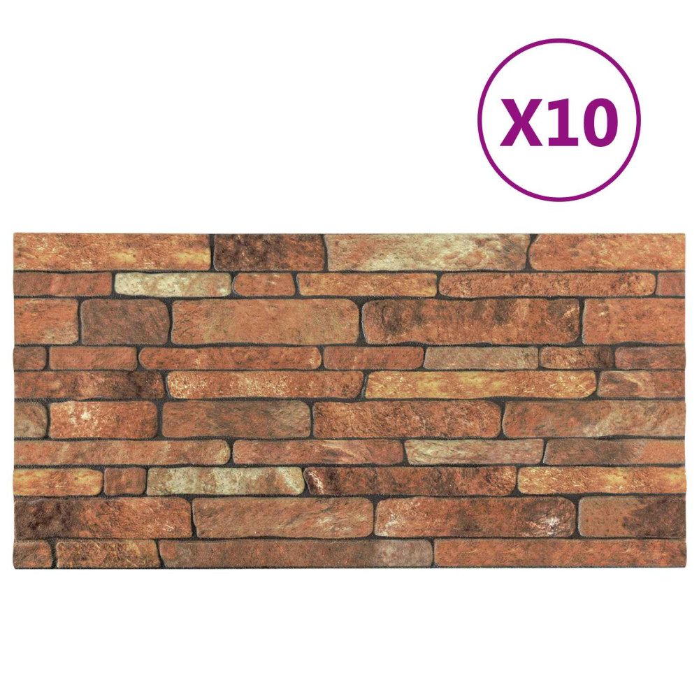 Produktbild för Väggpaneler 10 pcs Brun och vit 100 x 50 cm EPS Skum