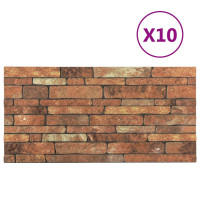 Produktbild för Väggpaneler 10 pcs Brun och vit 100 x 50 cm EPS Skum