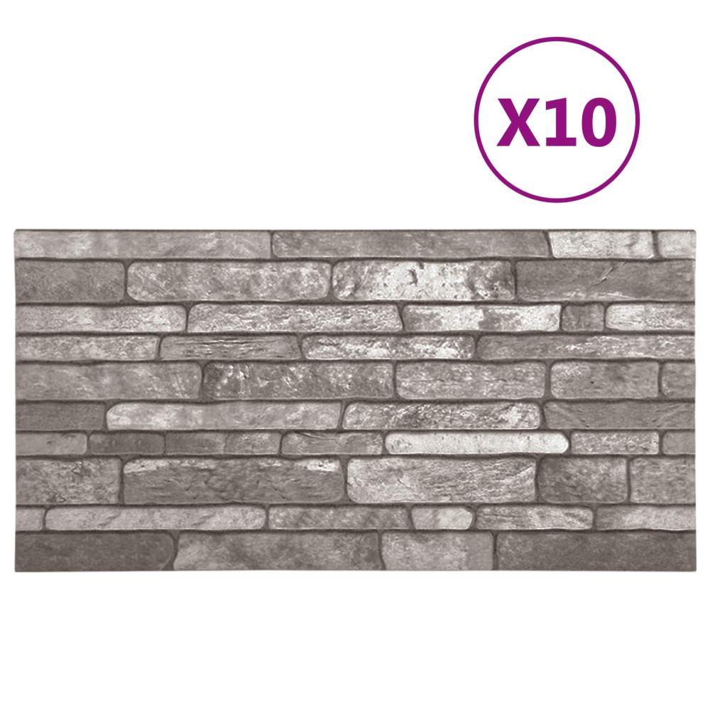 Produktbild för Väggpaneler 10 pcs Mörkgrå 100 x 50 cm EPS Skum