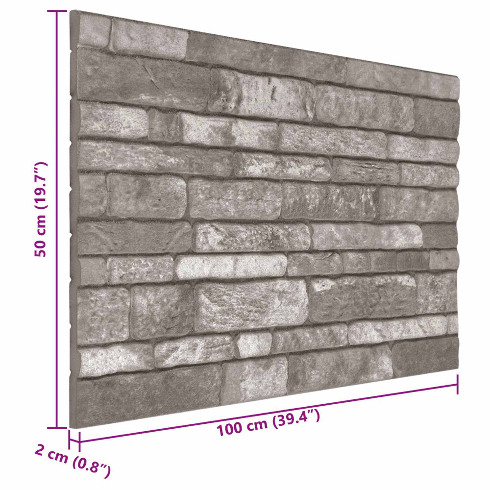 Produktbild för Väggpaneler 10 pcs Mörkgrå 100 x 50 cm EPS Skum