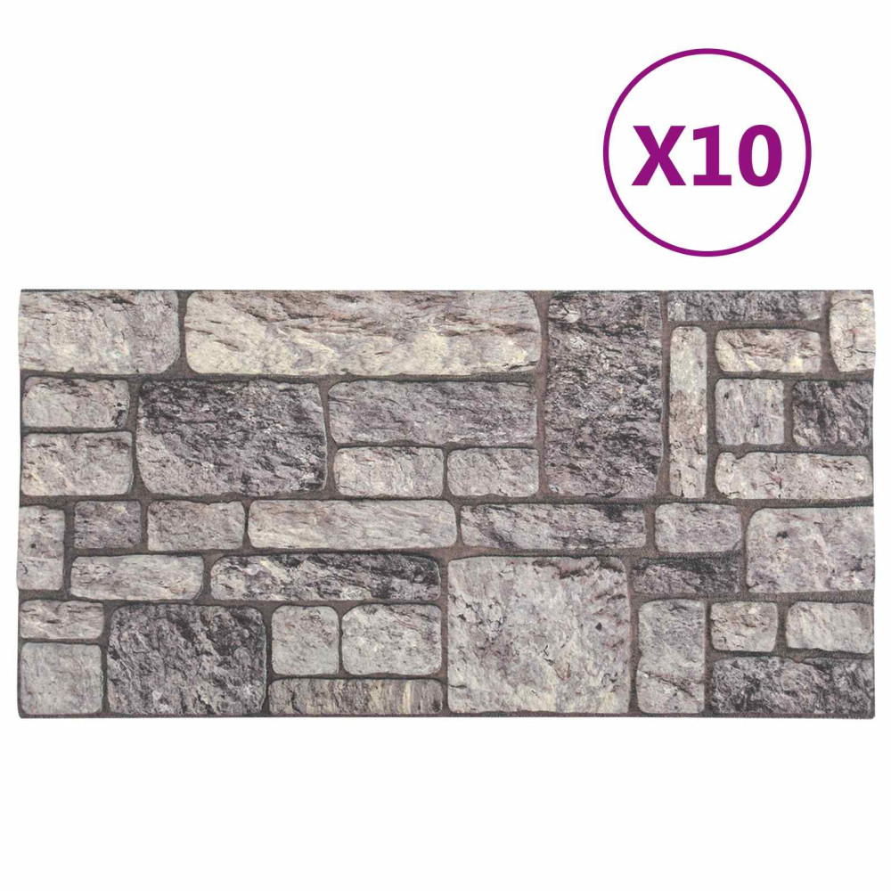 Produktbild för Väggpaneler 10 pcs Grå och Vit 100 x 50 cm EPS Skum