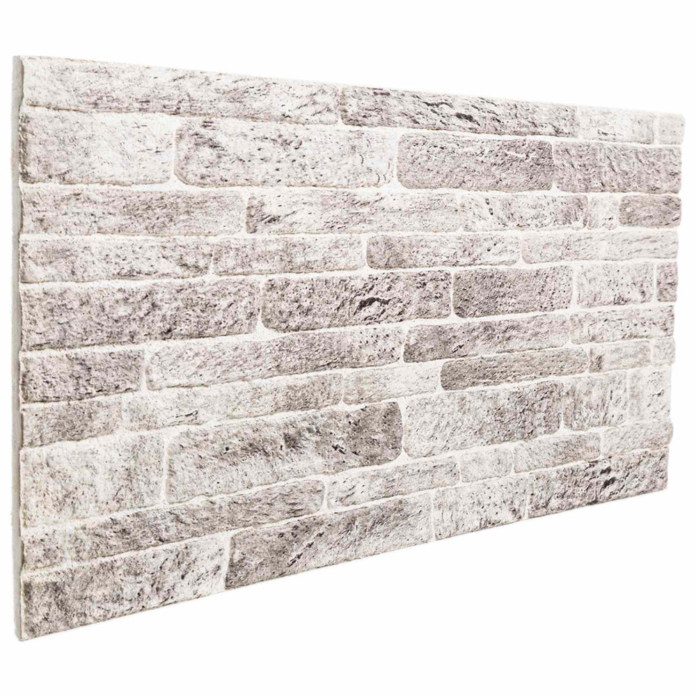 Produktbild för Väggpaneler 10 pcs Ljusgrå och vit. 100 x 50 cm EPS Skum