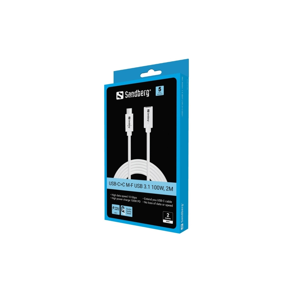 Produktbild för Sandberg - USB typ C-kabel - 24 pin USB-C till 24 pin USB-C - 2 m