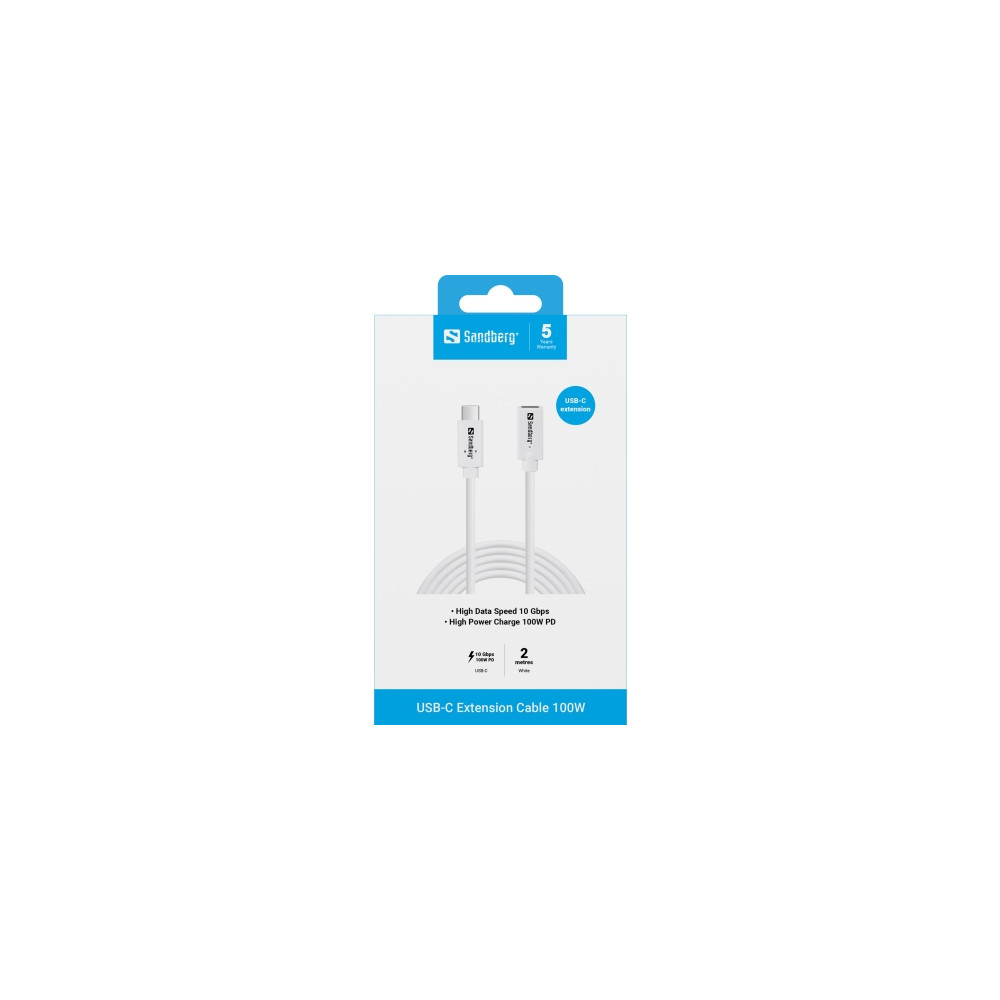 Produktbild för Sandberg - USB typ C-kabel - 24 pin USB-C till 24 pin USB-C - 2 m