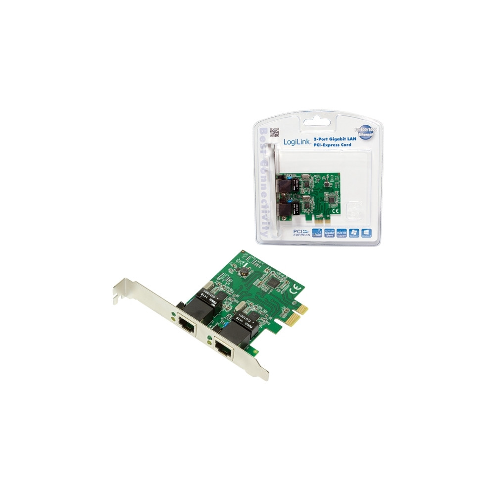 Produktbild för LogiLink - nätverksadapter - PCIe 2.0 - Gigabit Ethernet x 2