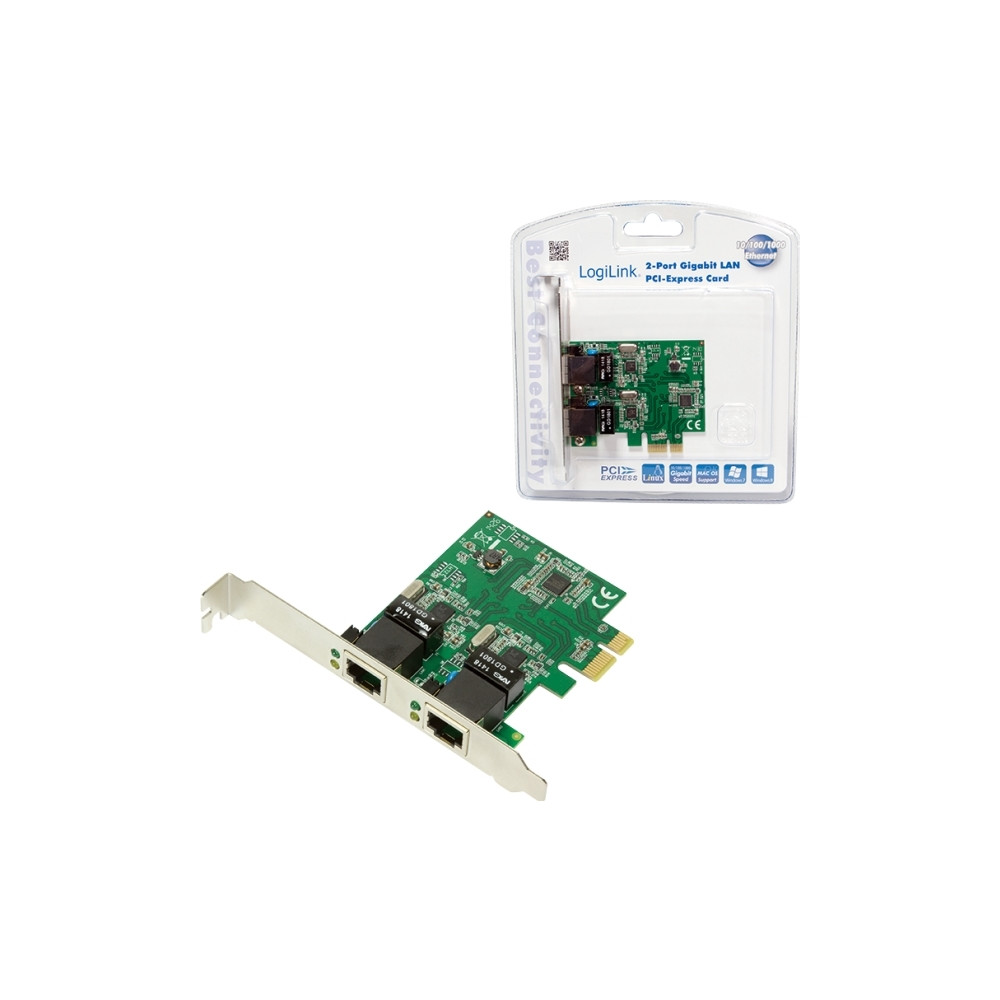 Produktbild för LogiLink - nätverksadapter - PCIe 2.0 - Gigabit Ethernet x 2