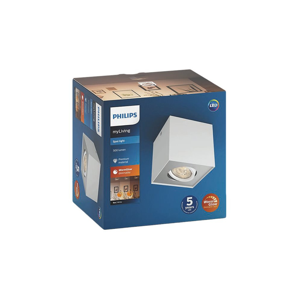 Produktbild för Philips myLiving - takspotlight - LED - 4.5 W - varmt ljus - 2200-2700 K - låda - vit