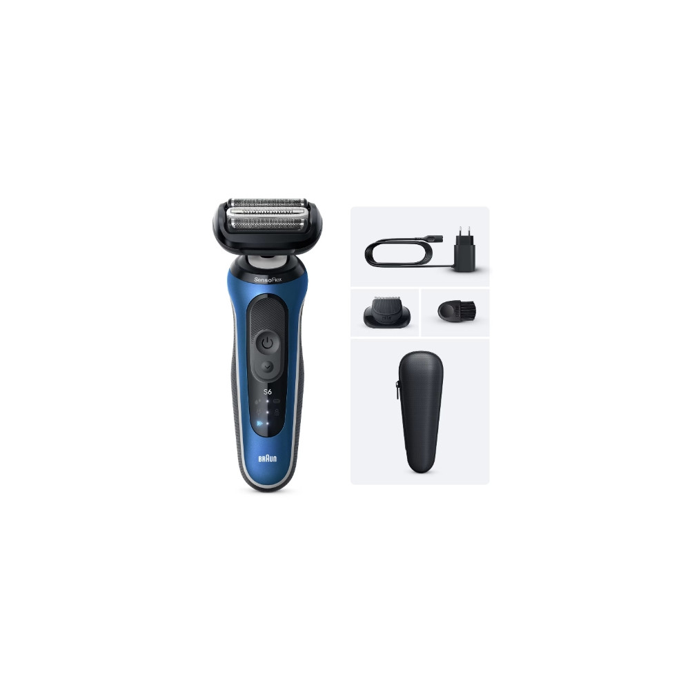 Produktbild för Braun 62-B1200s, Folierakapparat, Svart, Blå, Rostfritt stål...