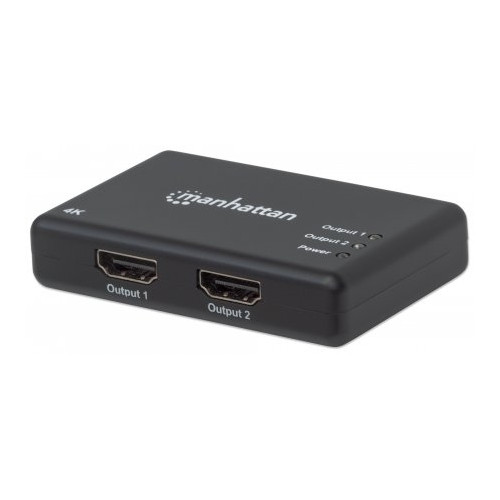 Manhattan Manhattan HDMI Splitter 2-Port , 4K@30Hz, Displays output from x1 HDMI source to x2 HD displays (same output to both displays), AC Powered (cable 0.9m), Black, Three Year Warranty, Retail Box - video/audiosplitter - 2 portar