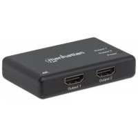 Produktbild för Manhattan HDMI Splitter 2-Port , 4K@30Hz, Displays output from x1 HDMI source to x2 HD displays (same output to both displays), AC Powered (cable 0.9m), Black, Three Year Warranty, Retail Box - video/audiosplitter - 2 portar