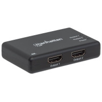 Produktbild för Manhattan HDMI Splitter 2-Port , 4K@30Hz, Displays output from x1 HDMI source to x2 HD displays (same output to both displays), AC Powered (cable 0.9m), Black, Three Year Warranty, Retail Box - video/audiosplitter - 2 portar