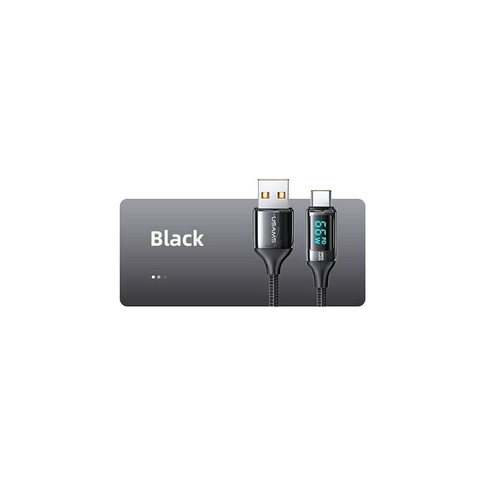Produktbild för USB-kabel Usams USB-A till USB-C 1,2 m svart (6958444975412)