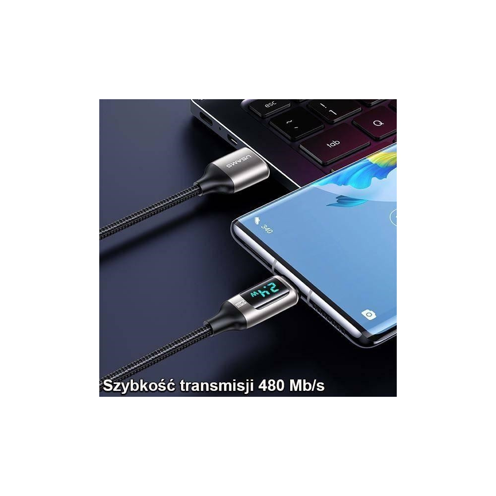 Produktbild för USB-kabel Usams USB-A till USB-C 1,2 m svart (6958444975412)