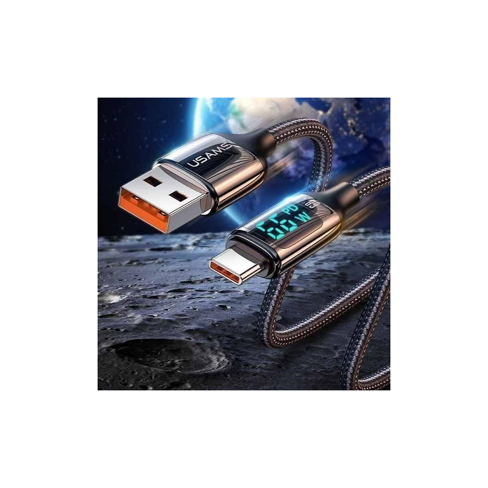 Produktbild för USB-kabel Usams USB-A till USB-C 1,2 m svart (6958444975412)