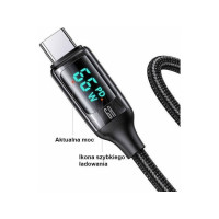 Produktbild för USB-kabel Usams USB-A till USB-C 1,2 m svart (6958444975412)