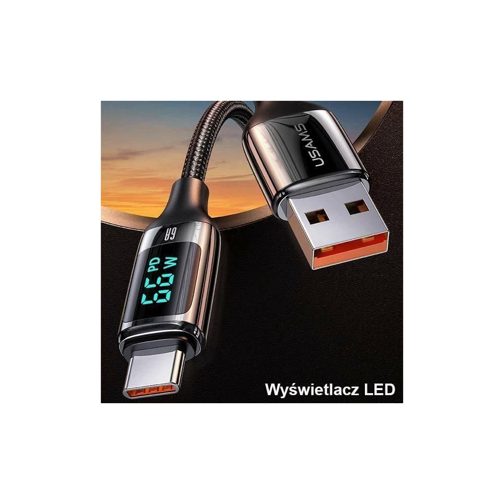 Produktbild för USB-kabel Usams USB-A till USB-C 1,2 m svart (6958444975412)