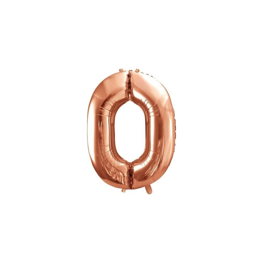 Produktbild för Party Deco Folieballong nummer "0", 86 cm, roséguld universa...