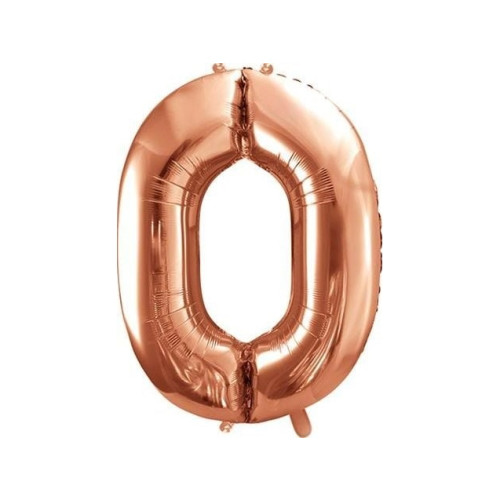 Party Deco Party Deco Folieballong nummer "0", 86 cm, roséguld universa...