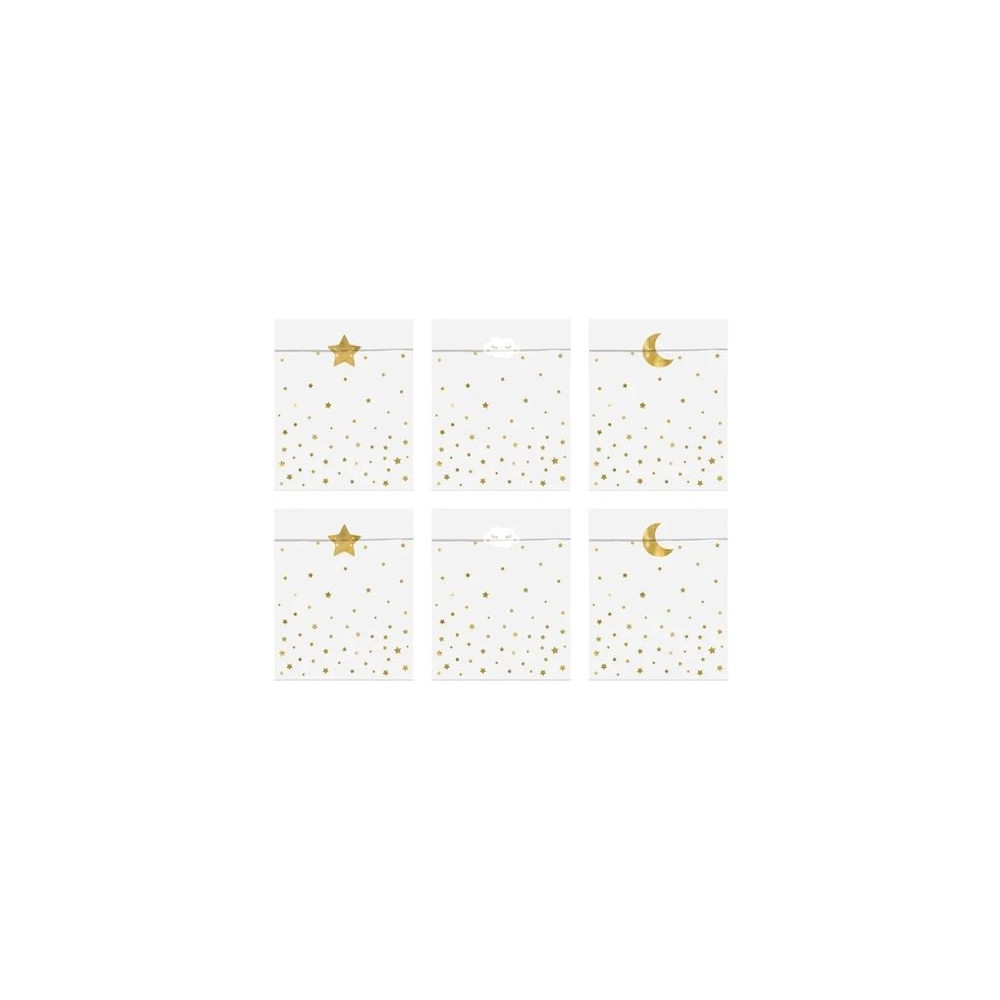 Produktbild för Party Deco Godispåsar, Lilla stjärnan, med gulddesign, 13x14...