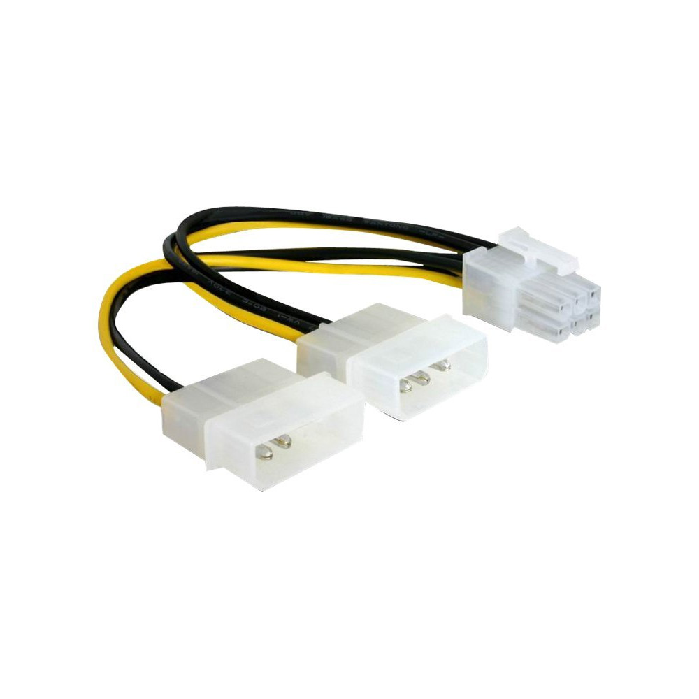 Produktbild för Delock - strömkabel - 6-stifts PCIe-ström till 4 pin intern effekt - 15 cm