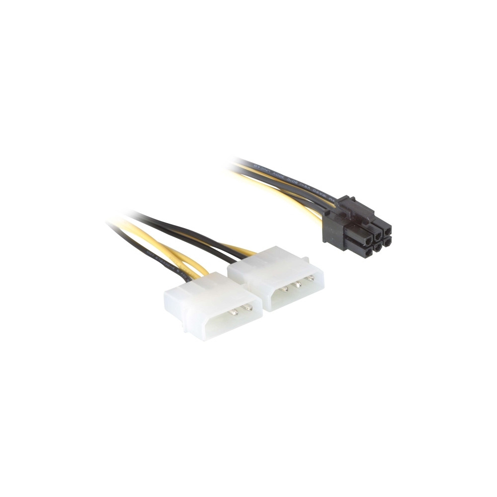 Produktbild för Delock - strömkabel - 6-stifts PCIe-ström till 4 pin intern effekt - 15 cm