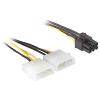 Produktbild för Delock - strömkabel - 6-stifts PCIe-ström till 4 pin intern effekt - 15 cm
