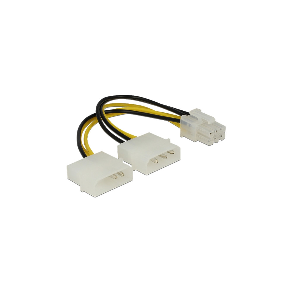 Produktbild för Delock - strömkabel - 6-stifts PCIe-ström till 4 pin intern effekt - 15 cm