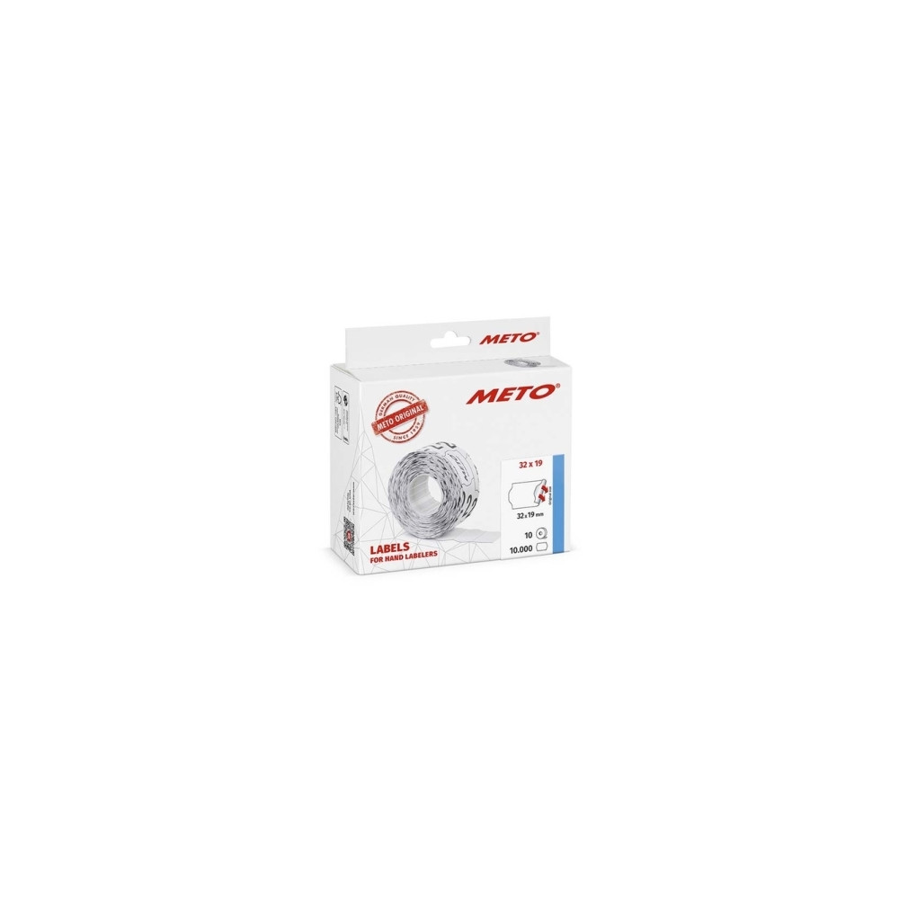 Produktbild för METO prisetiketter 32x19 mm vita, permanent självhäftande