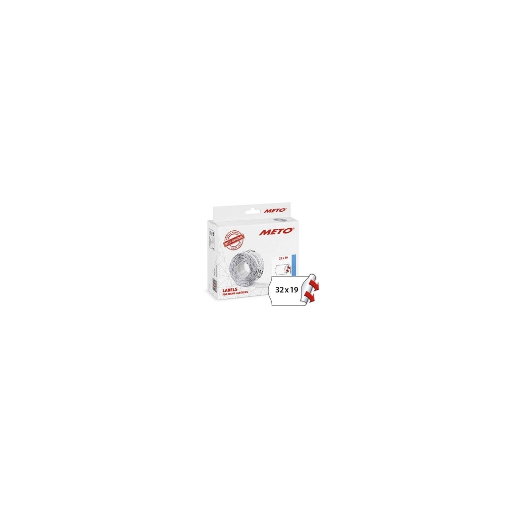 Produktbild för METO prisetiketter 32x19 mm vita, permanent självhäftande