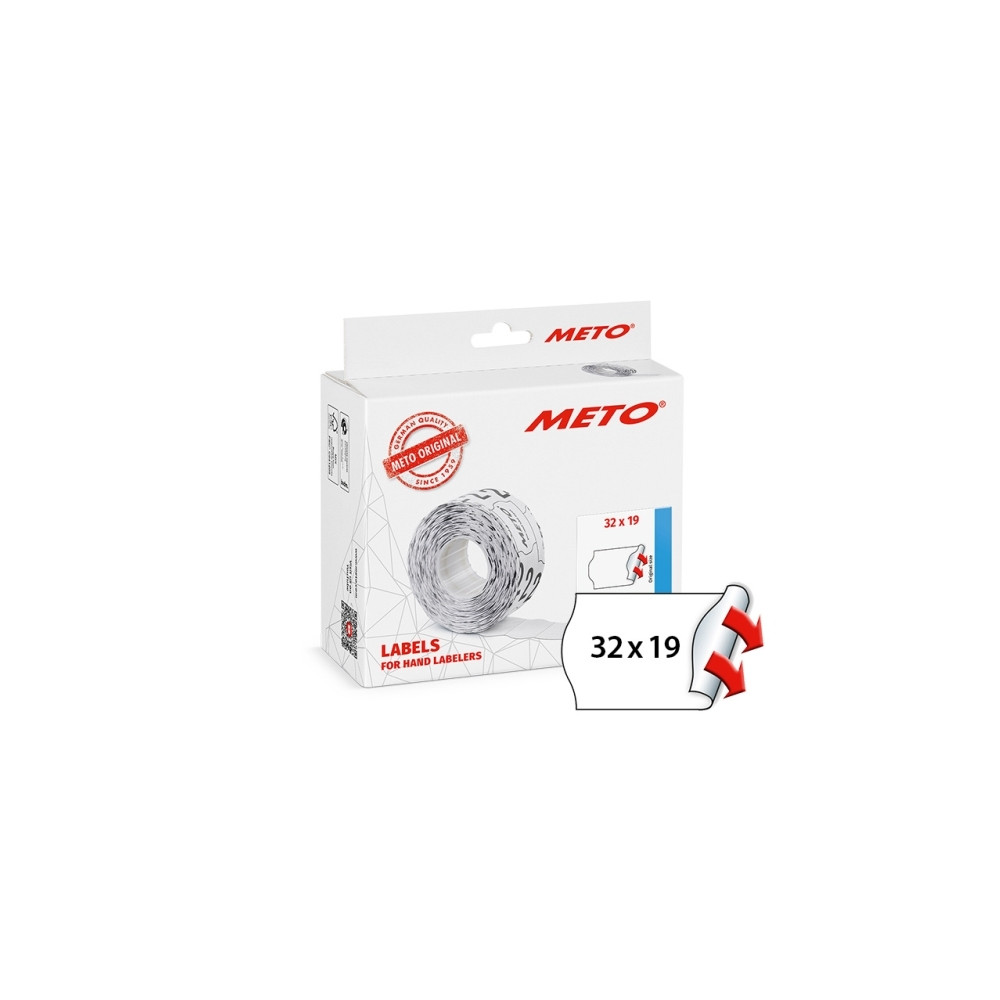 Produktbild för METO prisetiketter 32x19 mm vita, permanent självhäftande