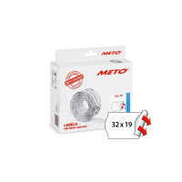 Produktbild för METO prisetiketter 32x19 mm vita, permanent självhäftande