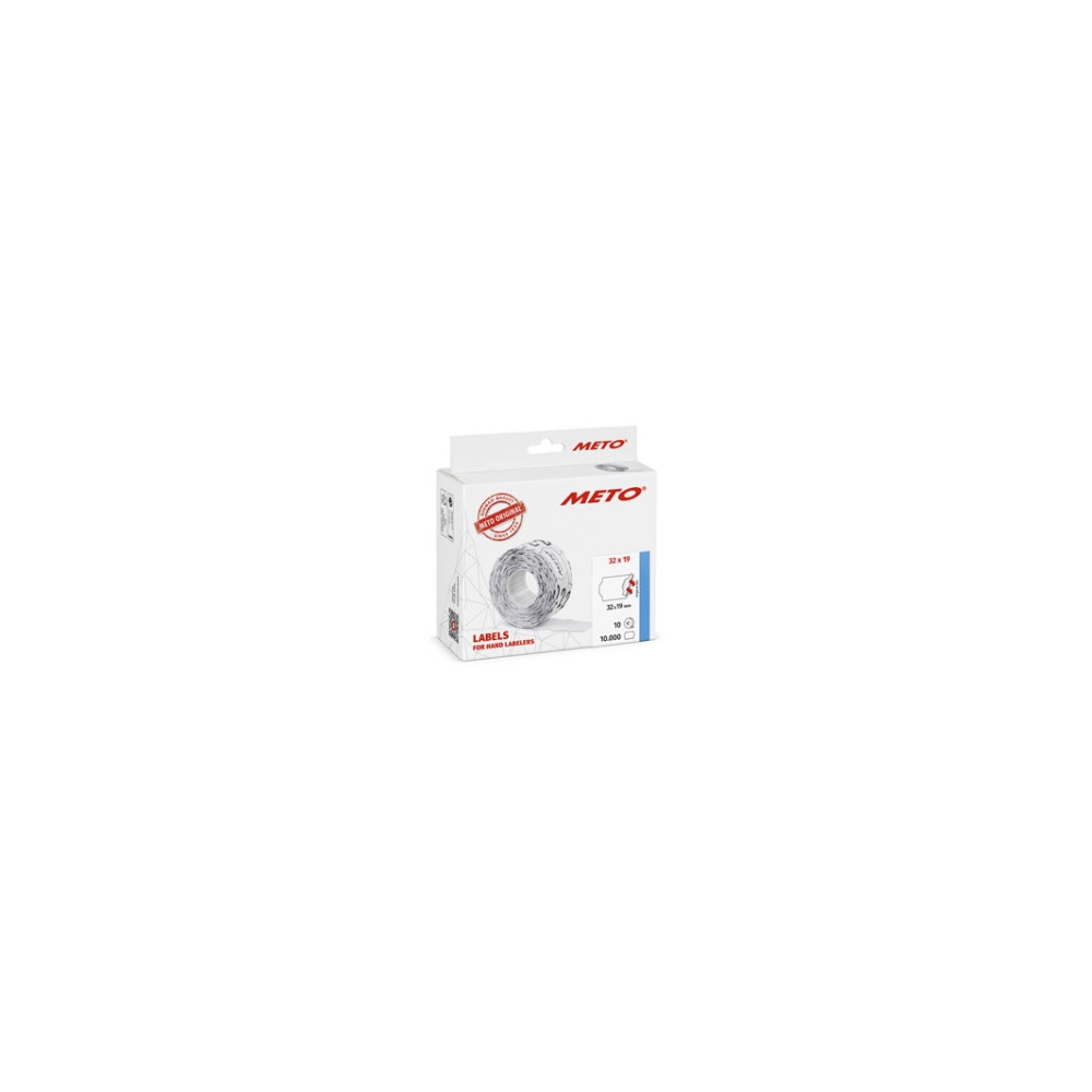 Produktbild för METO prisetiketter 32x19 mm vita, permanent självhäftande