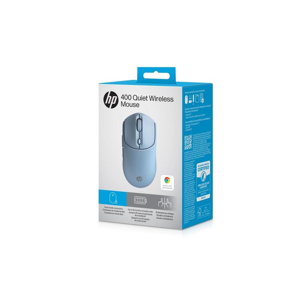 Produktbild för HP 410 - mus - tyst - Bluetooth - blå