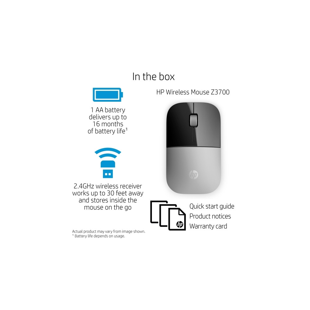 Produktbild för HP Z3700 - mus - 2.4 GHz - silver